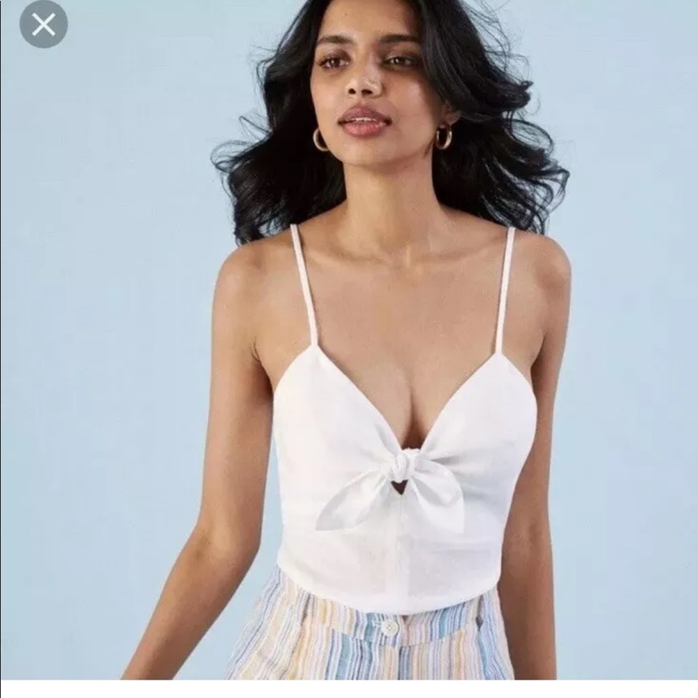 Reformation Strawberry White Linen Top Sz Xs
